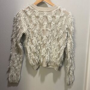KIMCHI Blue Woman’s White And Cream Tassled Sweater